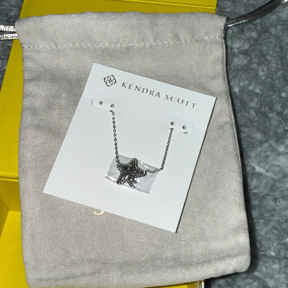 Kendra Scott Jae Star Necklace In Platinum Drusy And Rhodium Plated - Picture 3 of 7
